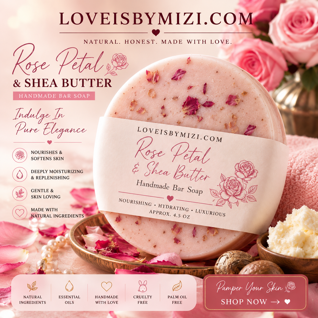 Rose paddle Soap
