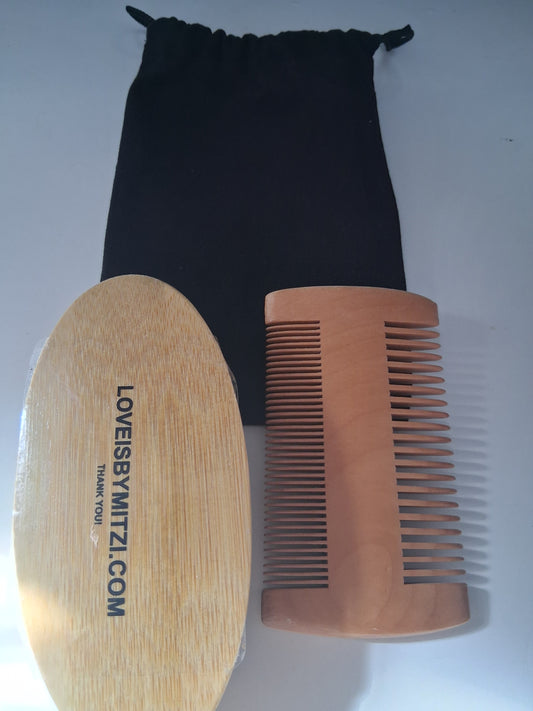 Men Beard Comb & Brush Set